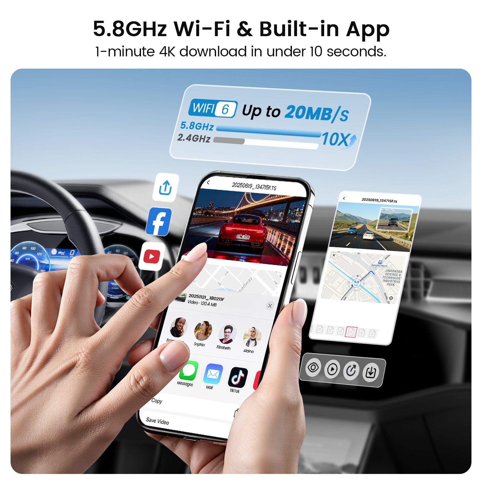 TERUNSOUL D018 Dash Cam 4K+4k+1080P 3-Channel