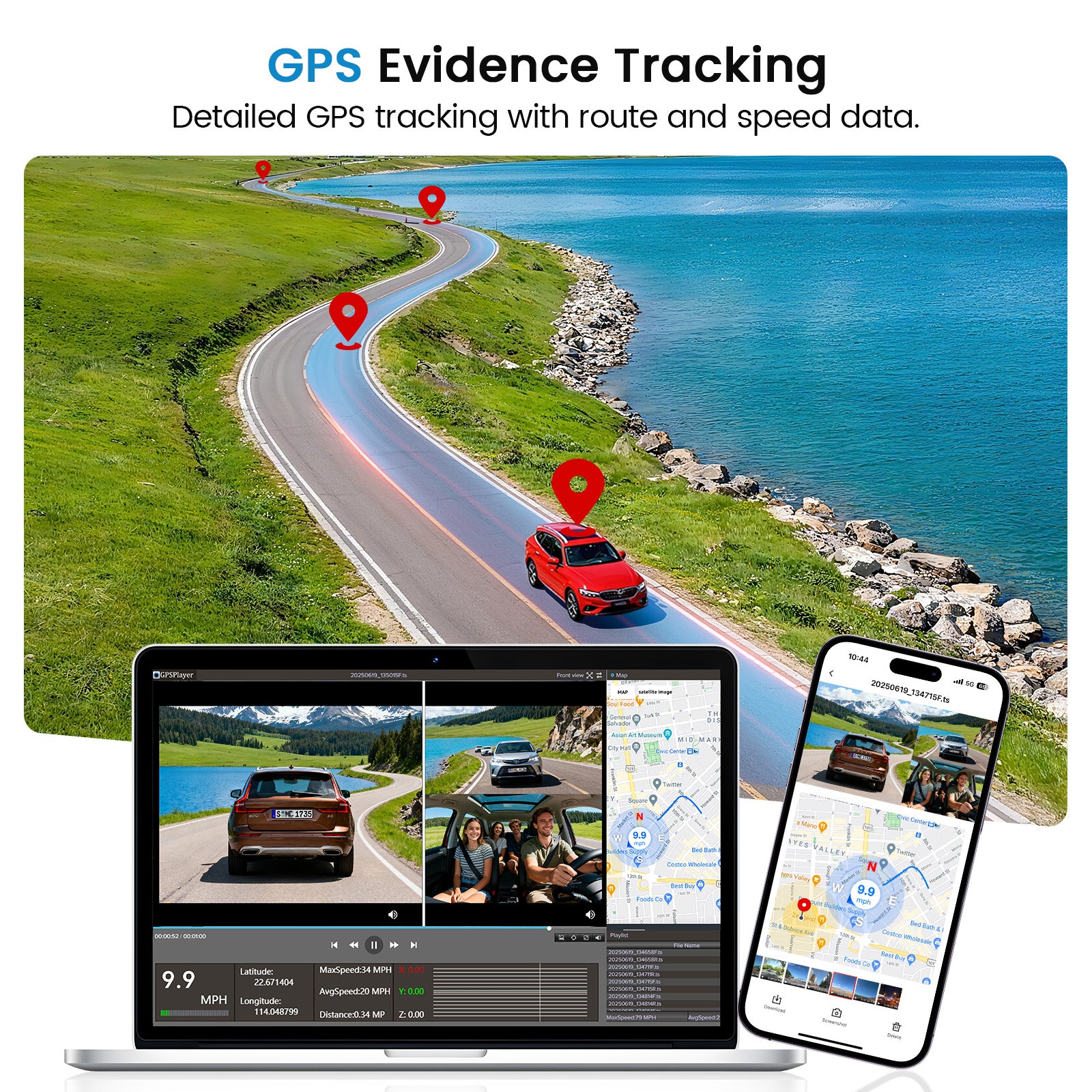 TERUNSOUL D018 Dash Cam 4K+4k+1080P 3-Channel