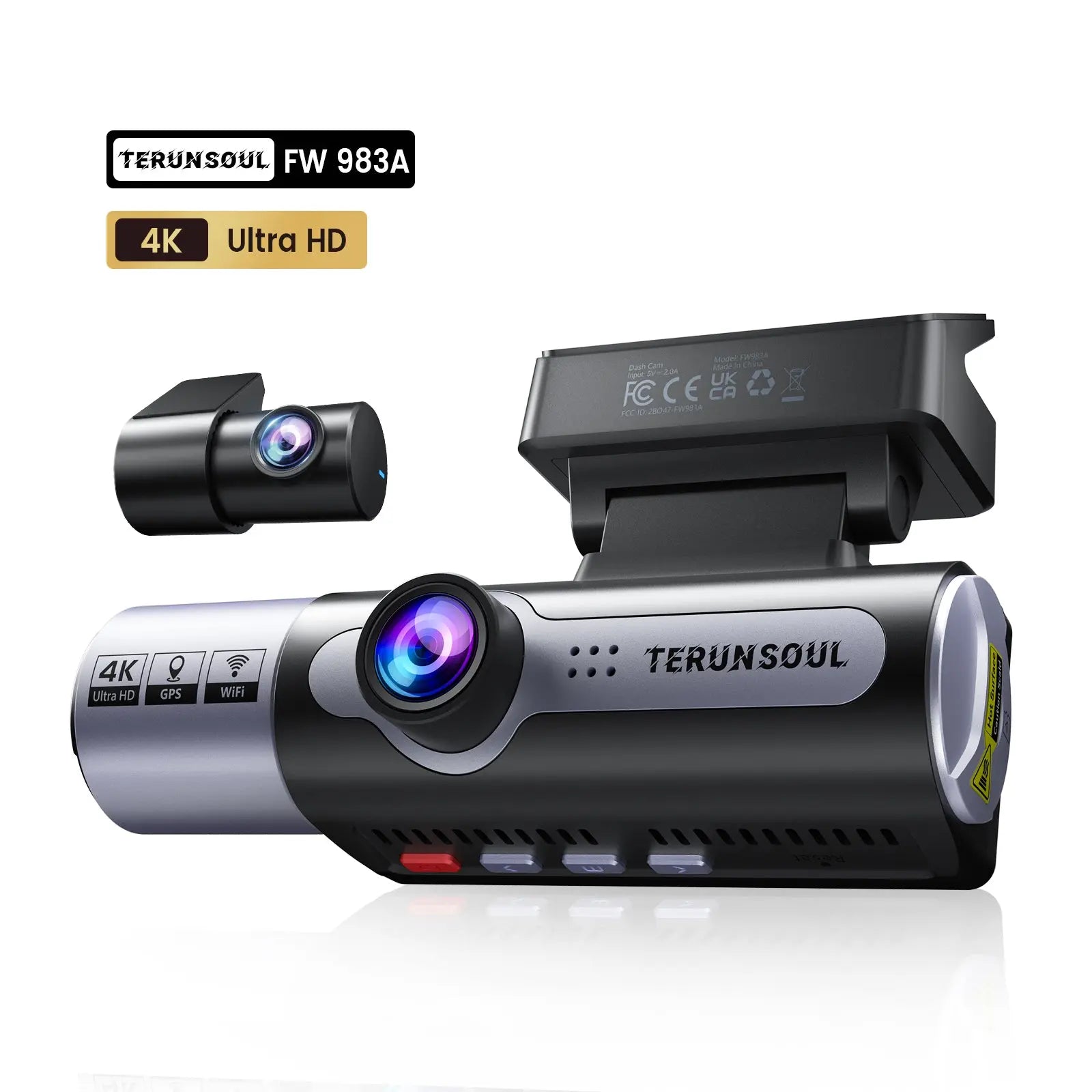 TERUNSOUL FW983A Dash Cam 4K + 1080P + 1080P 3-Channel TERUNSOUL