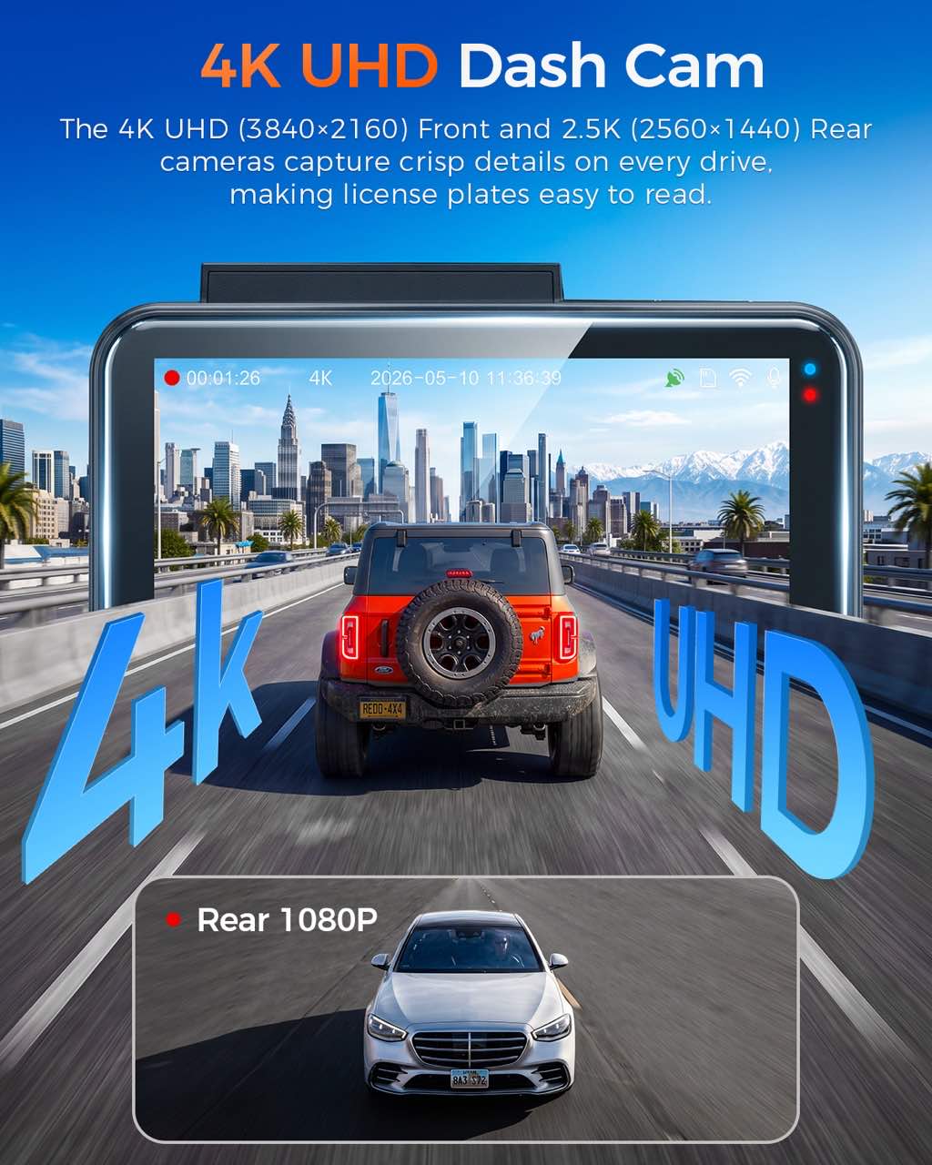 TERUNSOUL D021 4K+2.5K Dual-Recording Dash Cam