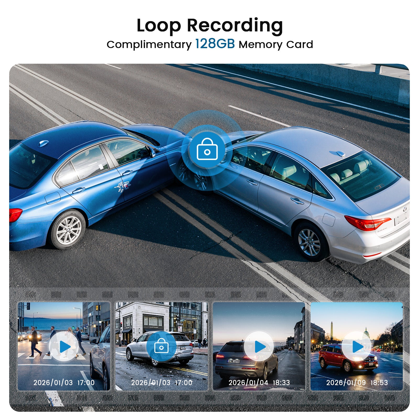 Seamless loop recording on the TERUNSOUL D016 ensuring continuous protection with dated video evidence