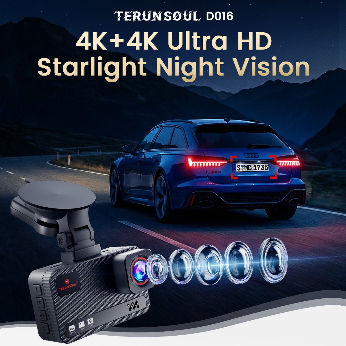 Terunsoul D016 True Dual 4K Dash Cam