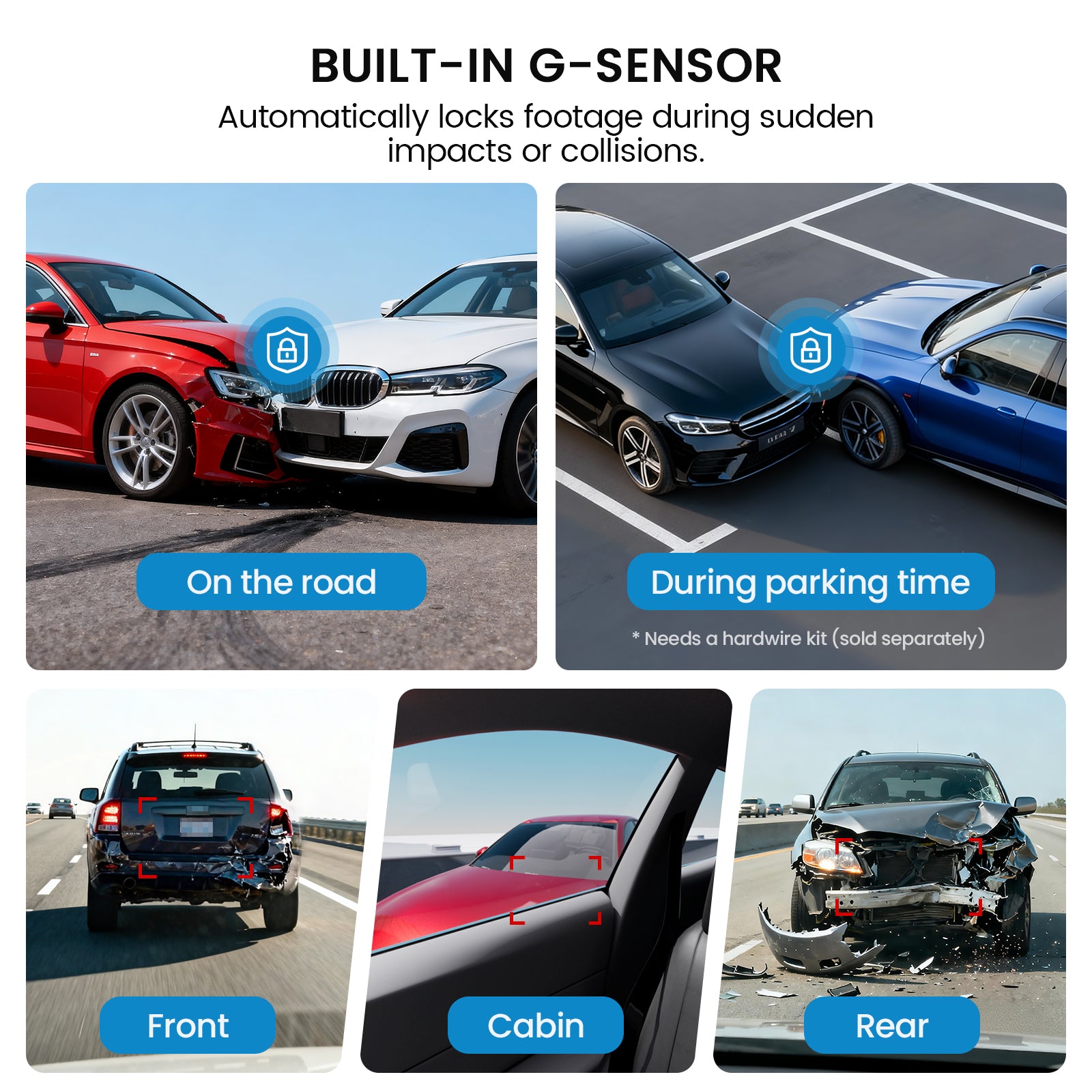 TERUNSOUL D018 Dash Cam 4K+4k+1080P 3-Channel