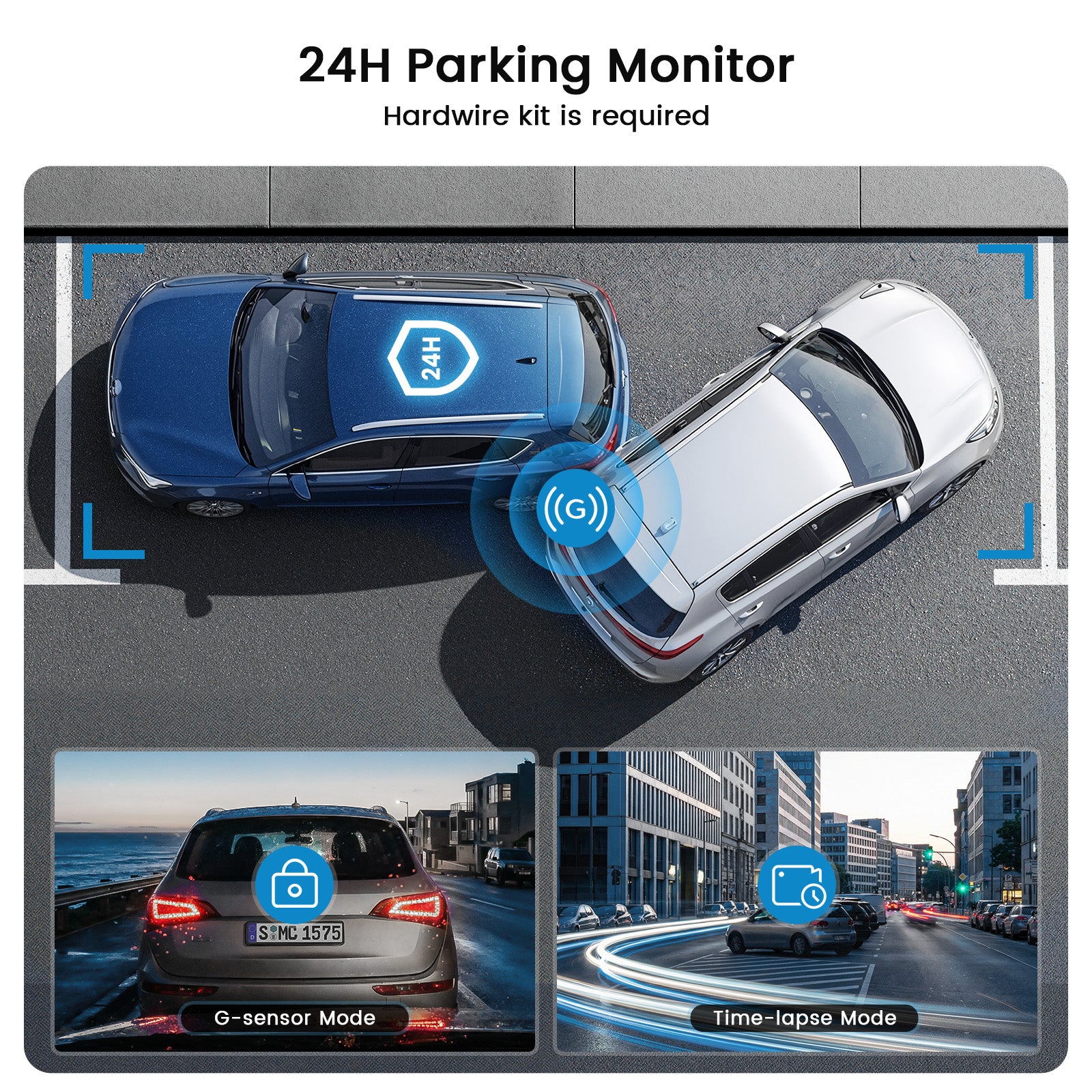 24-hour parking surveillance features of TERUNSOUL D016 including G-sensor mode and time-lapse recording